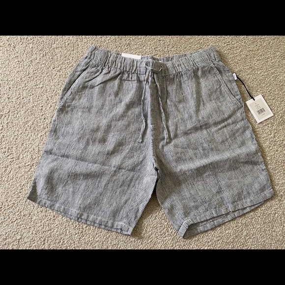 Onia Noah Shorts Linen Micro Stripe Drawstring - Picture 1 of 4